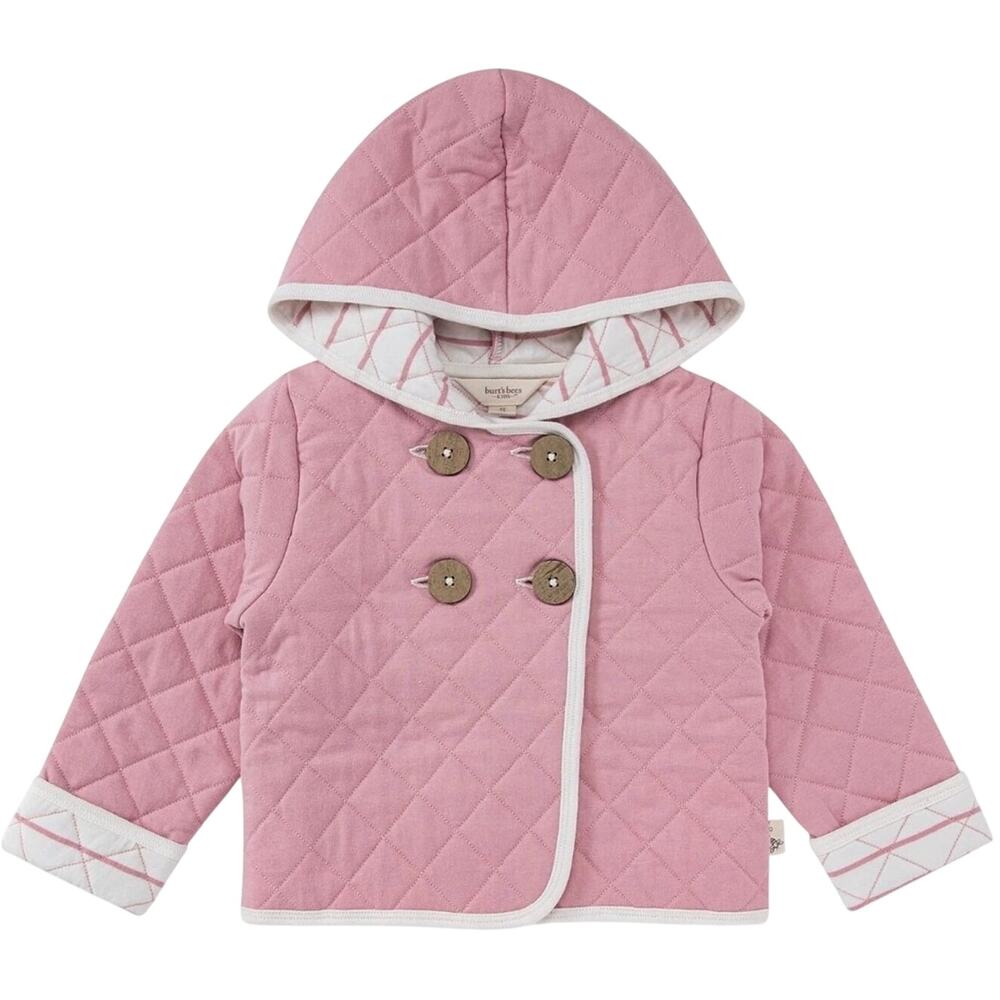 Burt's Bees Baby quilted jacket in Persian Rose pink organic cotton, 6-9 Month